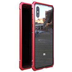 Luxury Aluminum Metal Frame Mirror Cover Case 360 Degrees M01 for Xiaomi Mi 8 Red