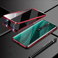 Luxury Aluminum Metal Frame Mirror Cover Case 360 Degrees M01 for Xiaomi Redmi 8 Red