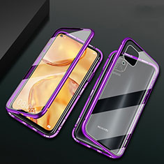 Luxury Aluminum Metal Frame Mirror Cover Case 360 Degrees M02 for Huawei Nova 6 SE Purple