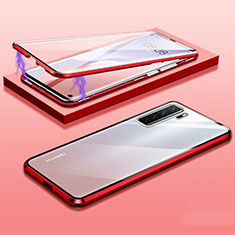 Luxury Aluminum Metal Frame Mirror Cover Case 360 Degrees M02 for Huawei Nova 7 SE 5G Red