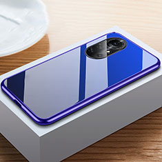 Luxury Aluminum Metal Frame Mirror Cover Case 360 Degrees M02 for Huawei Nova 8 Pro 5G Blue