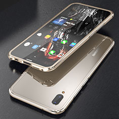 Luxury Aluminum Metal Frame Mirror Cover Case 360 Degrees M02 for Huawei P20 Lite Gold