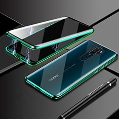 Luxury Aluminum Metal Frame Mirror Cover Case 360 Degrees M02 for Oppo A11 Green