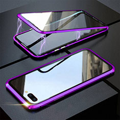 Luxury Aluminum Metal Frame Mirror Cover Case 360 Degrees M02 for Oppo A5 Purple