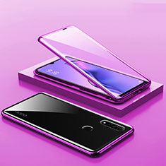 Luxury Aluminum Metal Frame Mirror Cover Case 360 Degrees M02 for Oppo A8 Purple