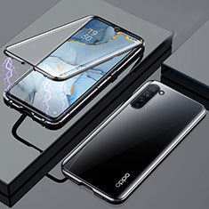 Luxury Aluminum Metal Frame Mirror Cover Case 360 Degrees M02 for Oppo Reno3 Black