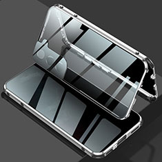 Luxury Aluminum Metal Frame Mirror Cover Case 360 Degrees M02 for Samsung Galaxy S24 Plus 5G Silver