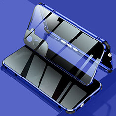 Luxury Aluminum Metal Frame Mirror Cover Case 360 Degrees M02 for Samsung Galaxy S25 5G Blue