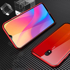 Luxury Aluminum Metal Frame Mirror Cover Case 360 Degrees M02 for Xiaomi Redmi 8A Red