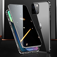 Luxury Aluminum Metal Frame Mirror Cover Case 360 Degrees M03 for Apple iPhone 13 Black