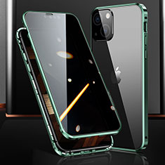 Luxury Aluminum Metal Frame Mirror Cover Case 360 Degrees M03 for Apple iPhone 15 Green