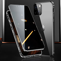 Luxury Aluminum Metal Frame Mirror Cover Case 360 Degrees M03 for Apple iPhone 15 Plus Black