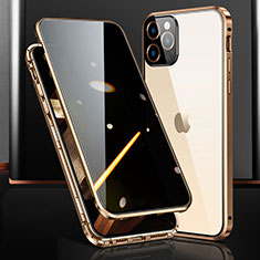 Luxury Aluminum Metal Frame Mirror Cover Case 360 Degrees M03 for Apple iPhone 15 Pro Gold