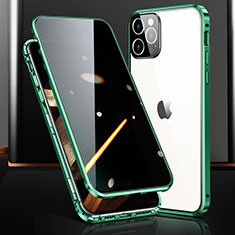 Luxury Aluminum Metal Frame Mirror Cover Case 360 Degrees M03 for Apple iPhone 15 Pro Green