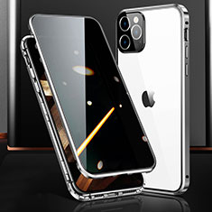 Luxury Aluminum Metal Frame Mirror Cover Case 360 Degrees M03 for Apple iPhone 15 Pro Max Silver