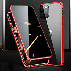 Luxury Aluminum Metal Frame Mirror Cover Case 360 Degrees M03 for Apple iPhone 15 Pro Red