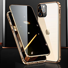 Luxury Aluminum Metal Frame Mirror Cover Case 360 Degrees M03 for Apple iPhone 16 Pro Gold