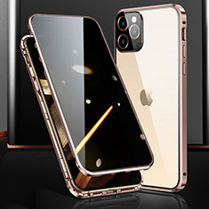 Luxury Aluminum Metal Frame Mirror Cover Case 360 Degrees M03 for Apple iPhone 16 Pro Rose Gold