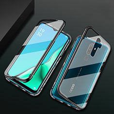 Luxury Aluminum Metal Frame Mirror Cover Case 360 Degrees M03 for Oppo A9 (2020) Black