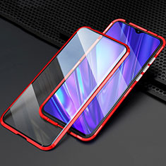 Luxury Aluminum Metal Frame Mirror Cover Case 360 Degrees M03 for Oppo K5 Red