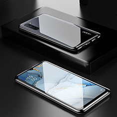 Luxury Aluminum Metal Frame Mirror Cover Case 360 Degrees M03 for Oppo Reno3 Black