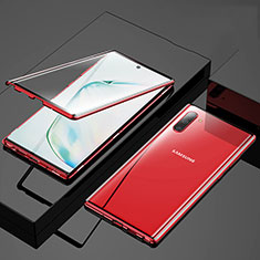 Luxury Aluminum Metal Frame Mirror Cover Case 360 Degrees M03 for Samsung Galaxy Note 10 5G Red