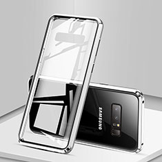 Luxury Aluminum Metal Frame Mirror Cover Case 360 Degrees M03 for Samsung Galaxy Note 8 Silver