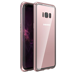 Luxury Aluminum Metal Frame Mirror Cover Case 360 Degrees M03 for Samsung Galaxy S8 Rose Gold