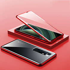 Luxury Aluminum Metal Frame Mirror Cover Case 360 Degrees M03 for Xiaomi Mi 10 Ultra Red