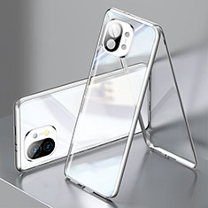 Luxury Aluminum Metal Frame Mirror Cover Case 360 Degrees M03 for Xiaomi Mi 11 Lite 5G NE Silver