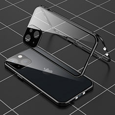 Luxury Aluminum Metal Frame Mirror Cover Case 360 Degrees M04 for Apple iPhone 14 Black