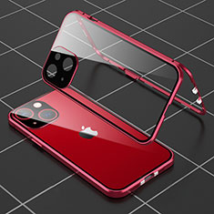 Luxury Aluminum Metal Frame Mirror Cover Case 360 Degrees M04 for Apple iPhone 14 Plus Red