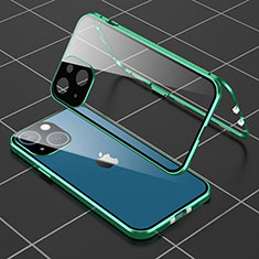 Luxury Aluminum Metal Frame Mirror Cover Case 360 Degrees M04 for Apple iPhone 15 Green