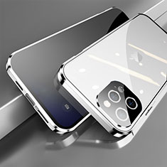 Luxury Aluminum Metal Frame Mirror Cover Case 360 Degrees M04 for Apple iPhone 15 Pro Silver