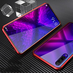 Luxury Aluminum Metal Frame Mirror Cover Case 360 Degrees M04 for Huawei P Smart Pro (2019) Red