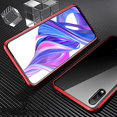 Luxury Aluminum Metal Frame Mirror Cover Case 360 Degrees M04 for Huawei Y9 Prime (2019) Red