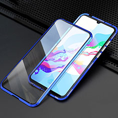 Luxury Aluminum Metal Frame Mirror Cover Case 360 Degrees M04 for Oppo A11X Blue
