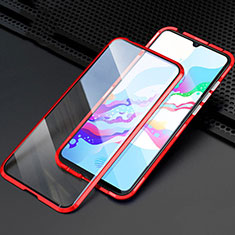 Luxury Aluminum Metal Frame Mirror Cover Case 360 Degrees M04 for Oppo A11X Red