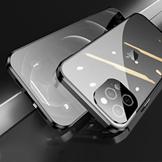 Luxury Aluminum Metal Frame Mirror Cover Case 360 Degrees M05 for Apple iPhone 13 Pro Black