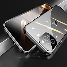 Luxury Aluminum Metal Frame Mirror Cover Case 360 Degrees M05 for Apple iPhone 15 Pro Black