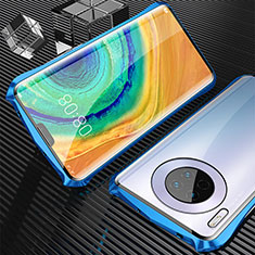 Luxury Aluminum Metal Frame Mirror Cover Case 360 Degrees M05 for Huawei Mate 30 5G Blue