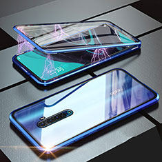 Luxury Aluminum Metal Frame Mirror Cover Case 360 Degrees M05 for Oppo Reno2 Blue