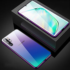 Luxury Aluminum Metal Frame Mirror Cover Case 360 Degrees M05 for Samsung Galaxy Note 10 Plus Purple
