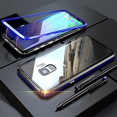 Luxury Aluminum Metal Frame Mirror Cover Case 360 Degrees M05 for Samsung Galaxy S9 Blue