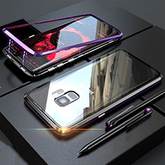 Luxury Aluminum Metal Frame Mirror Cover Case 360 Degrees M05 for Samsung Galaxy S9 Purple