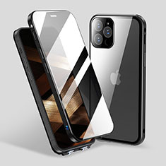 Luxury Aluminum Metal Frame Mirror Cover Case 360 Degrees M06 for Apple iPhone 15 Pro Black