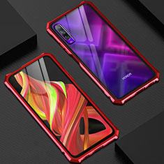 Luxury Aluminum Metal Frame Mirror Cover Case 360 Degrees M06 for Huawei Honor 9X Pro Red