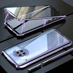 Luxury Aluminum Metal Frame Mirror Cover Case 360 Degrees M06 for Huawei Mate 30 5G Purple