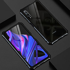 Luxury Aluminum Metal Frame Mirror Cover Case 360 Degrees M06 for Huawei P Smart Pro (2019) Black