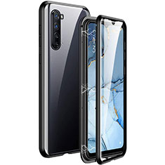 Luxury Aluminum Metal Frame Mirror Cover Case 360 Degrees M06 for Oppo K7 5G Black